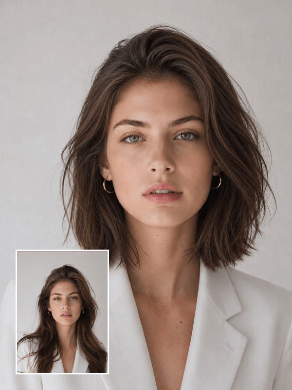Portrait épuré et lumineux sublimé par un filtre photo de visage IA