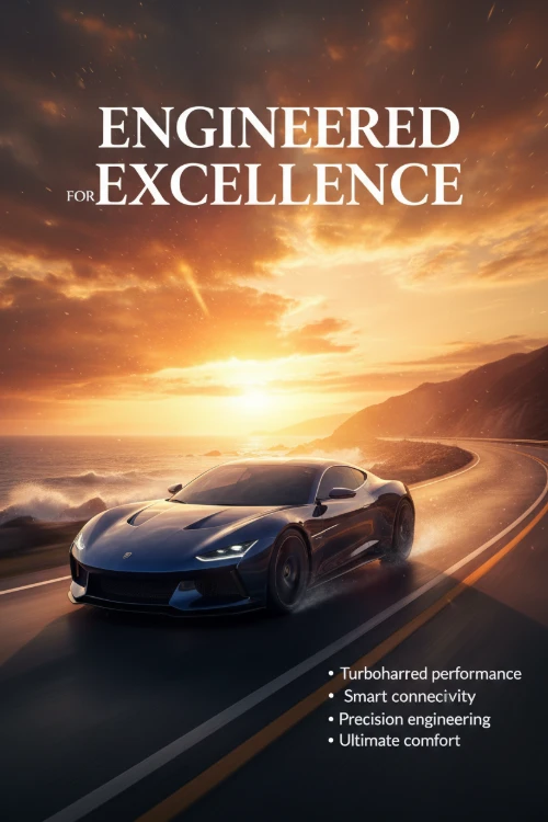Product Promotion Poster featuring engineered excellence car promotion