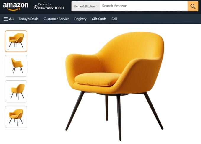 Product image of chair used in an online store listing