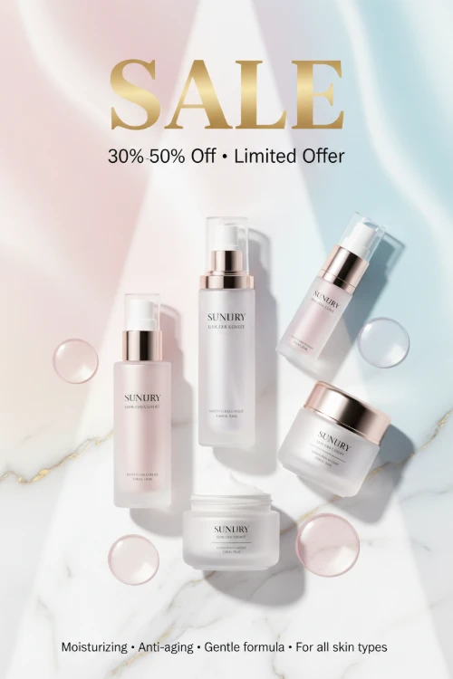 Sales Promotion Poster featuring skincare product sale