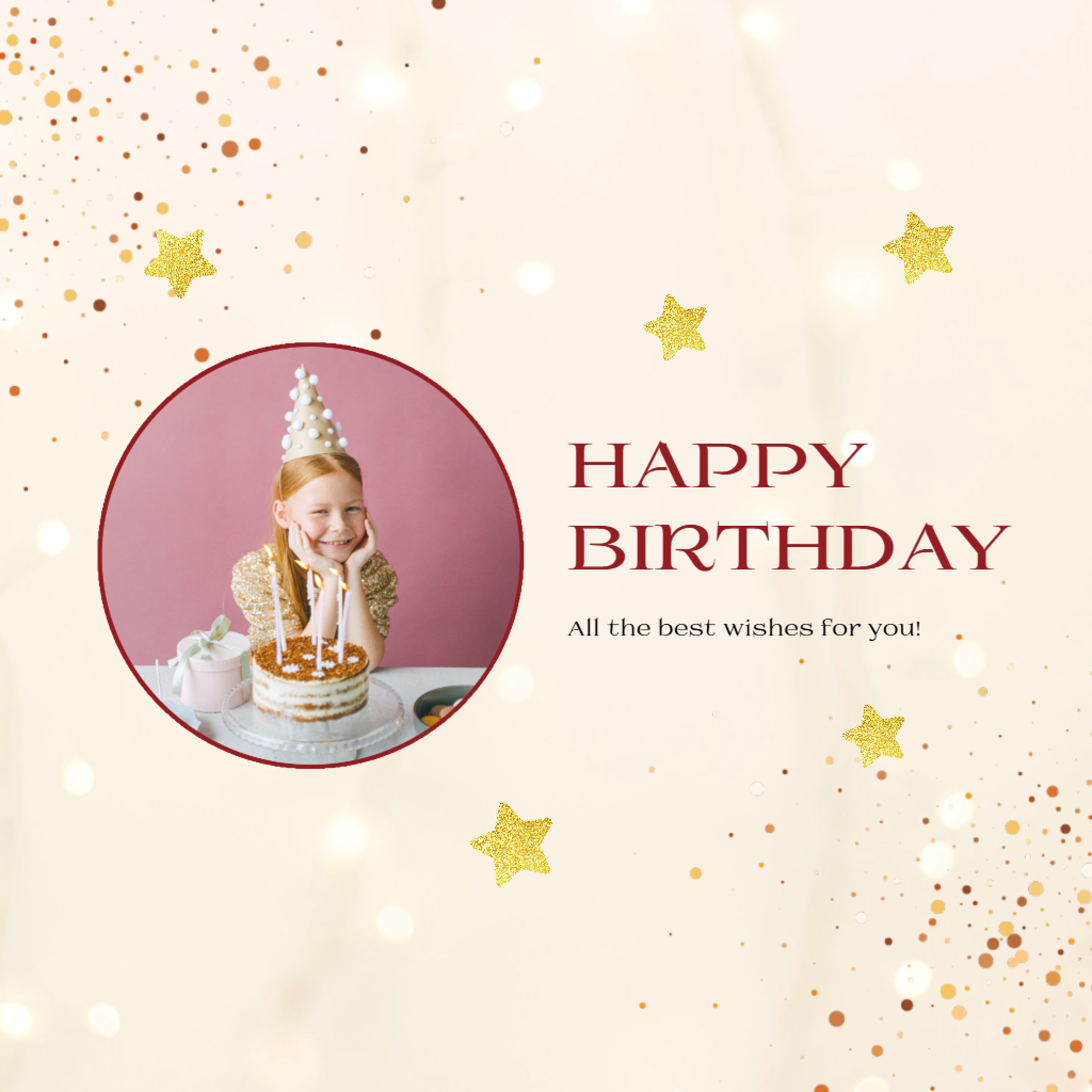 Starlit Sparkle theme birthday card generated with fotor