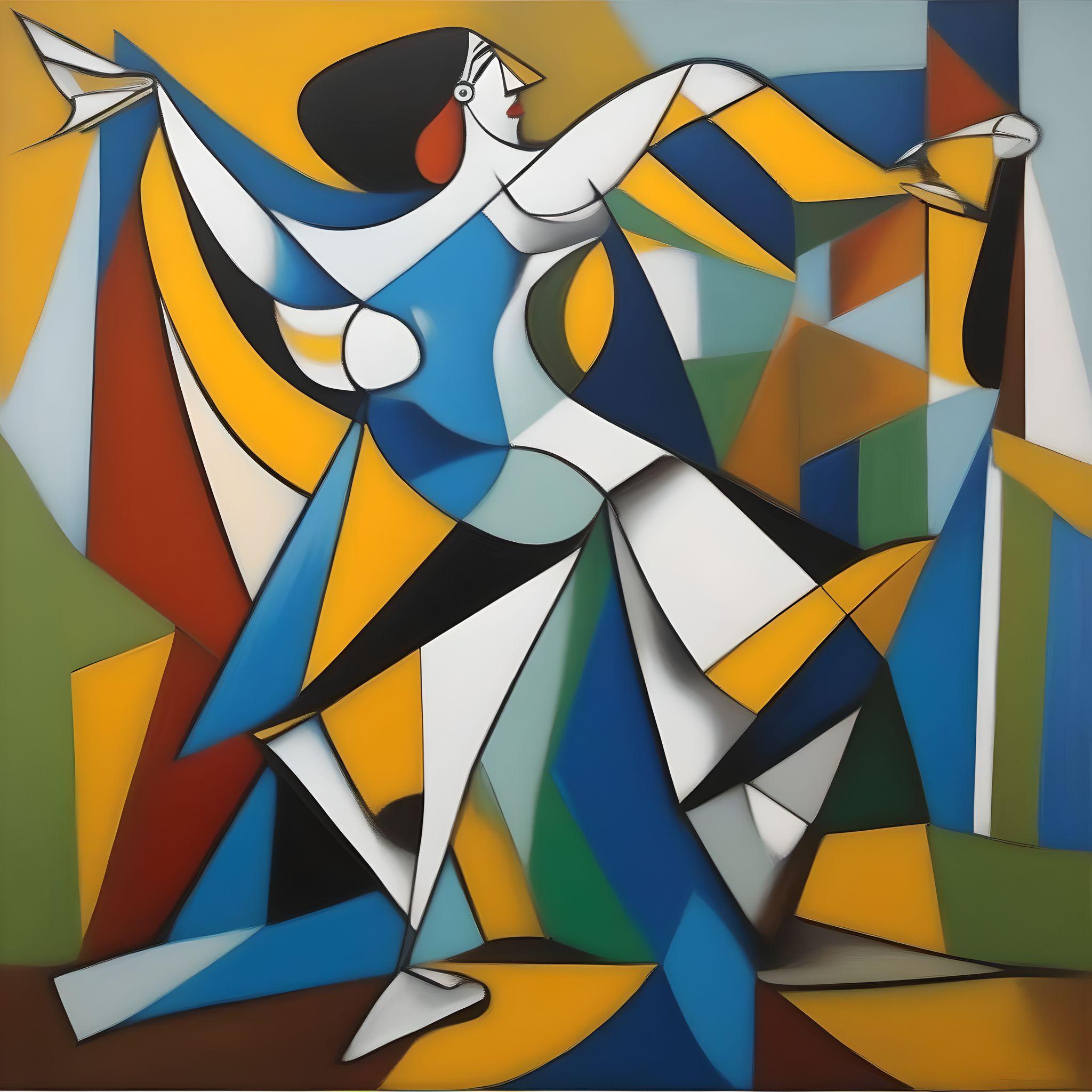 AI artwork prompt: A dancing woman in the style of Pablo Picasso