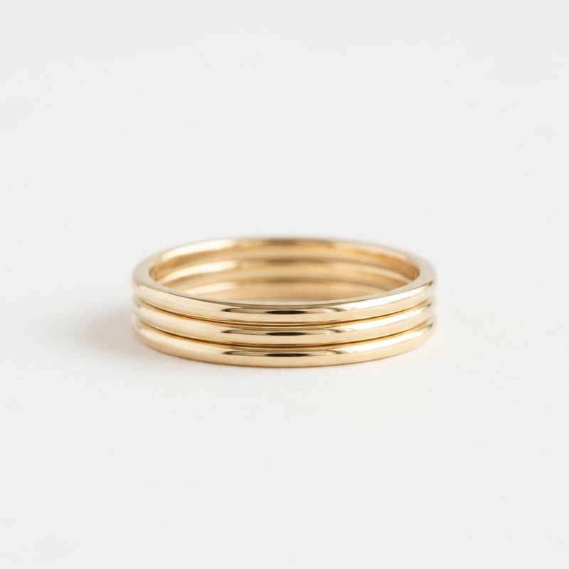 A minimal product image of a thin gold band ring with a simple elegant design on a clean white background