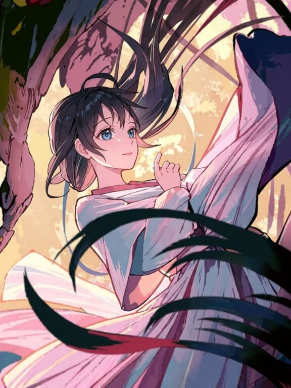 회화적인 느낌의 애니메이션 여성 이미지