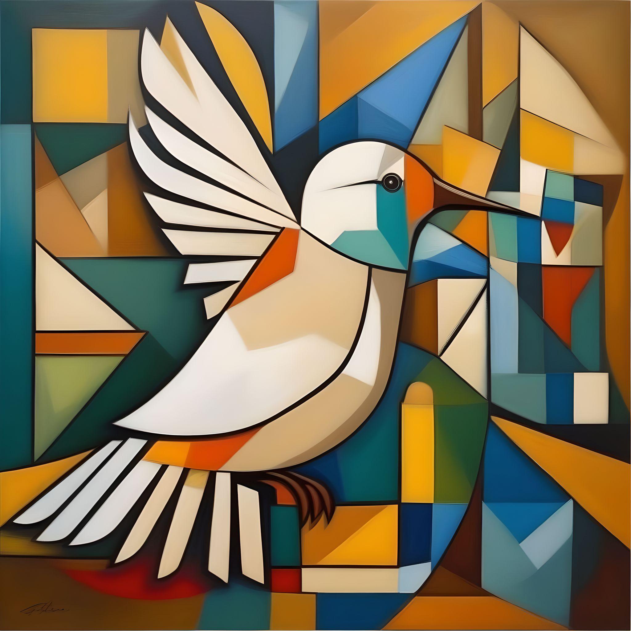 AI artwork prompt: A peace dove cubism in the style of Pablo Picasso