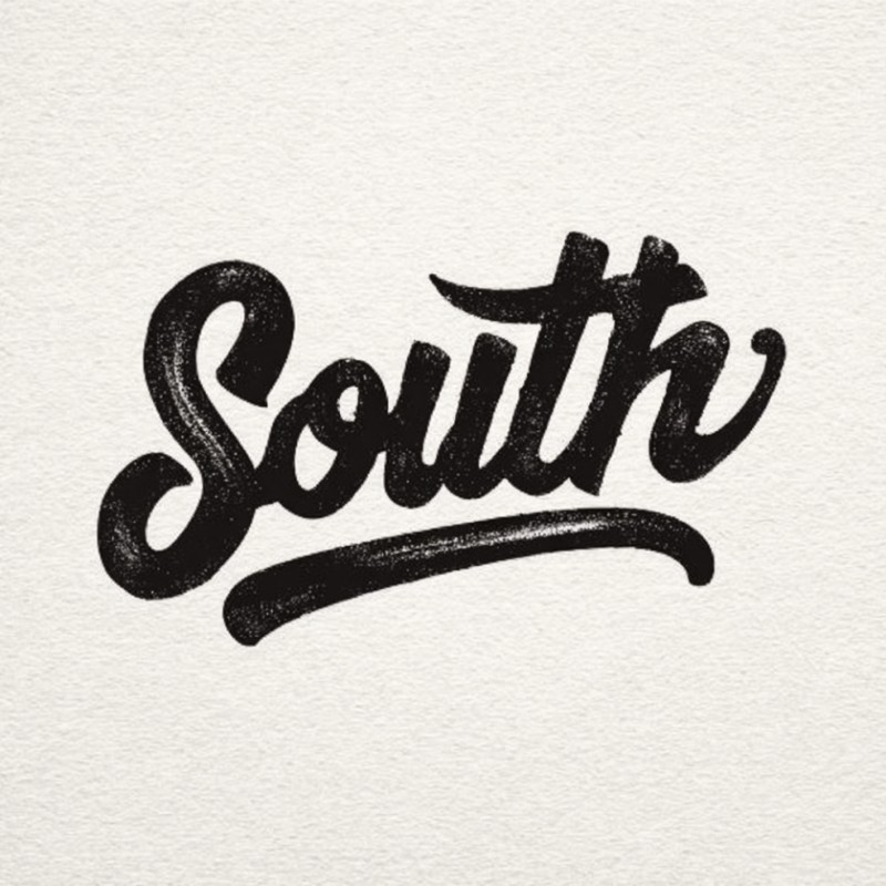 A simple hand painted style logo with letter South