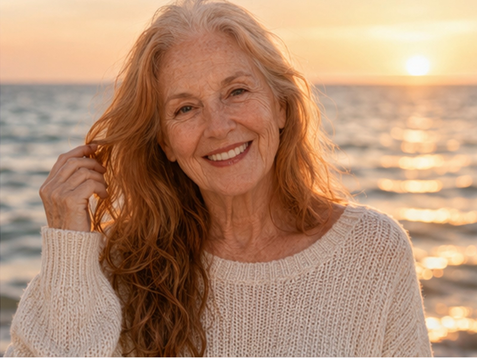 A sunset girl in elderly phase