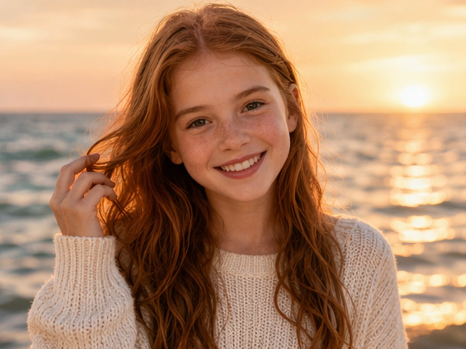 A sunset girl in teenage phase