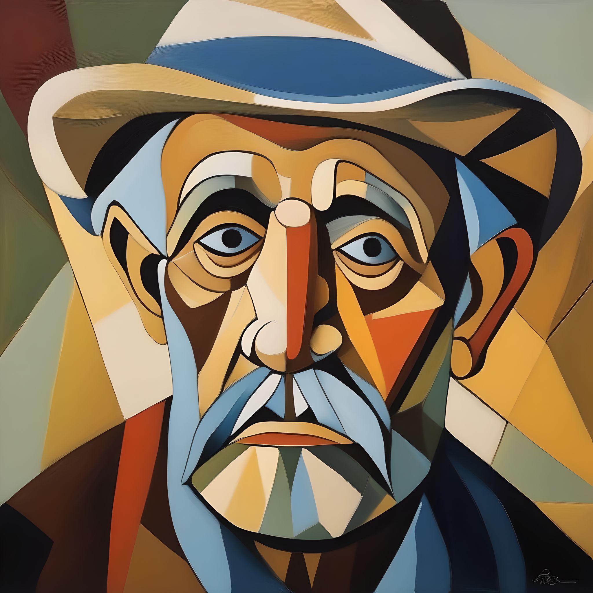 AI artwork prompt: An old man in the style of Pablo Picasso