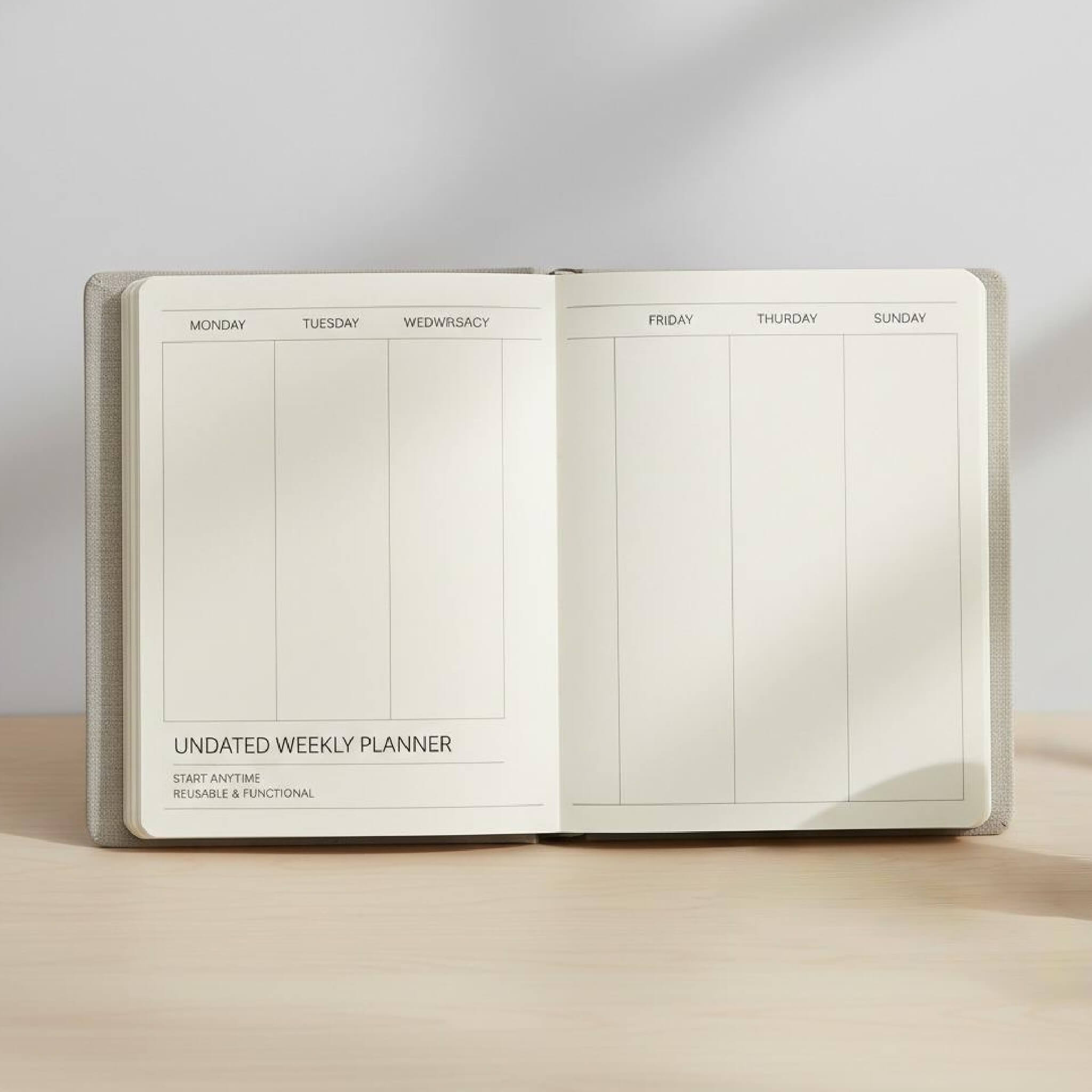 Calendrier planificateur vierge à fond uni généré avec Fotor