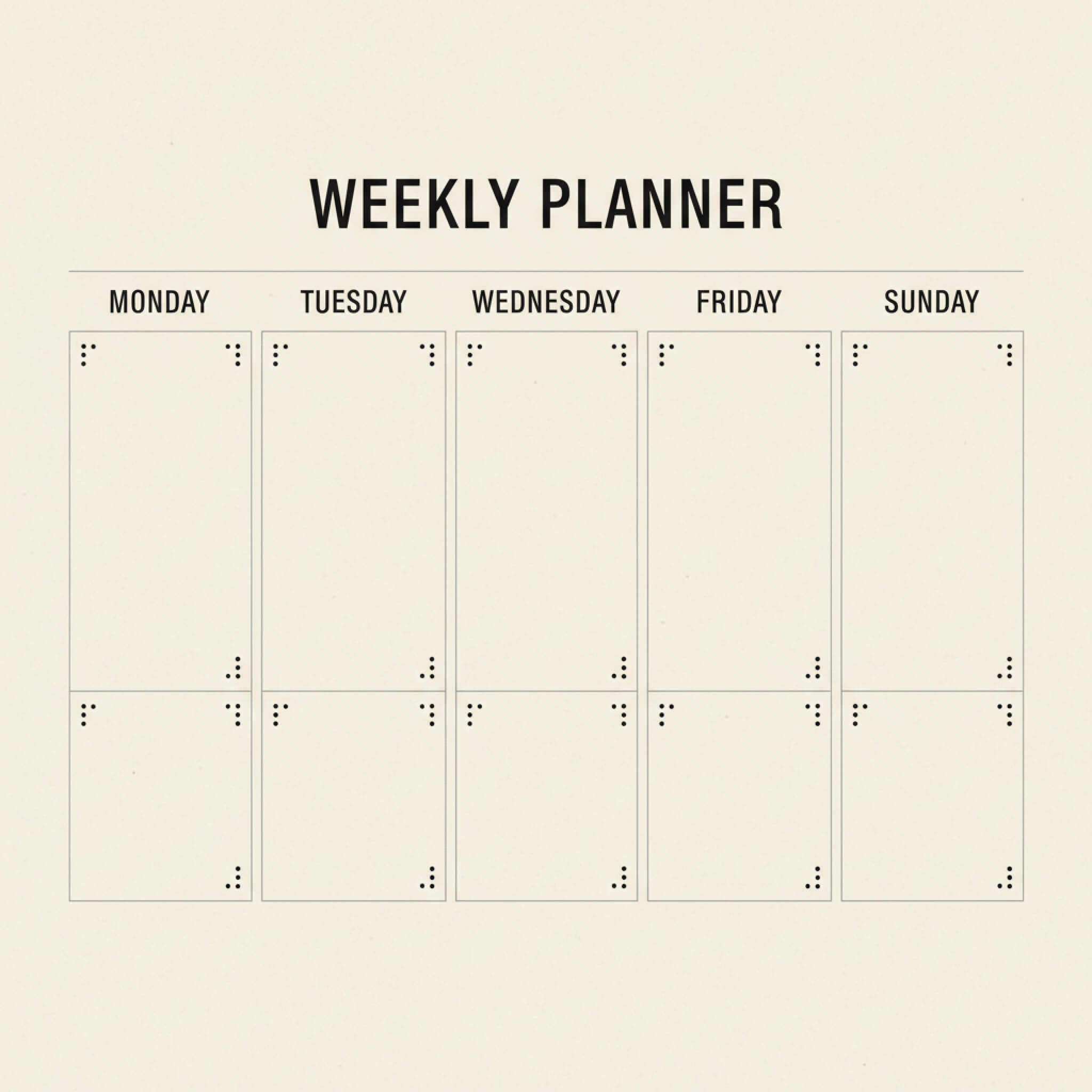 Calendrier hebdomadaire avec accents d'angle généré avec Fotor