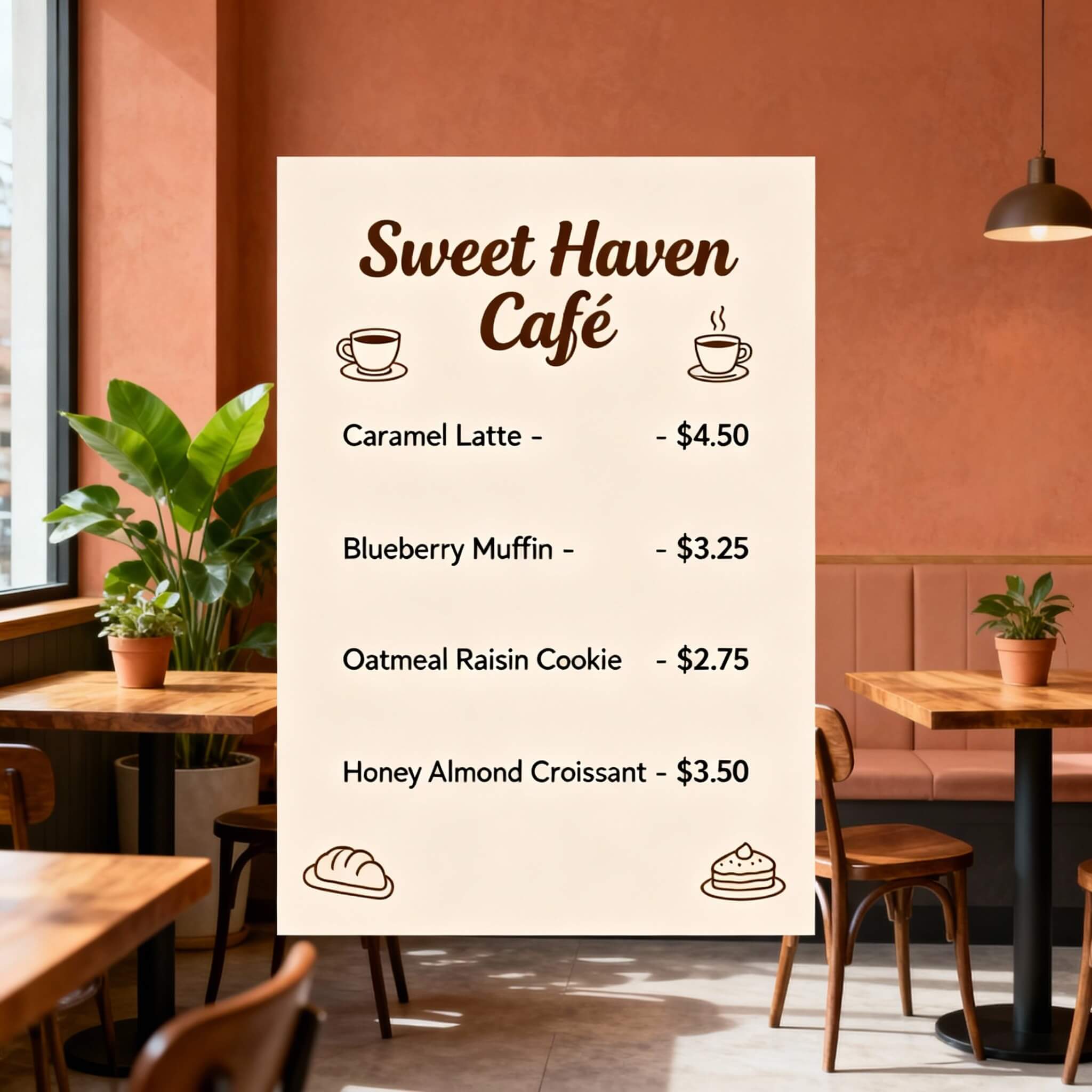 Menü-Vorlage von dem Cozy Café