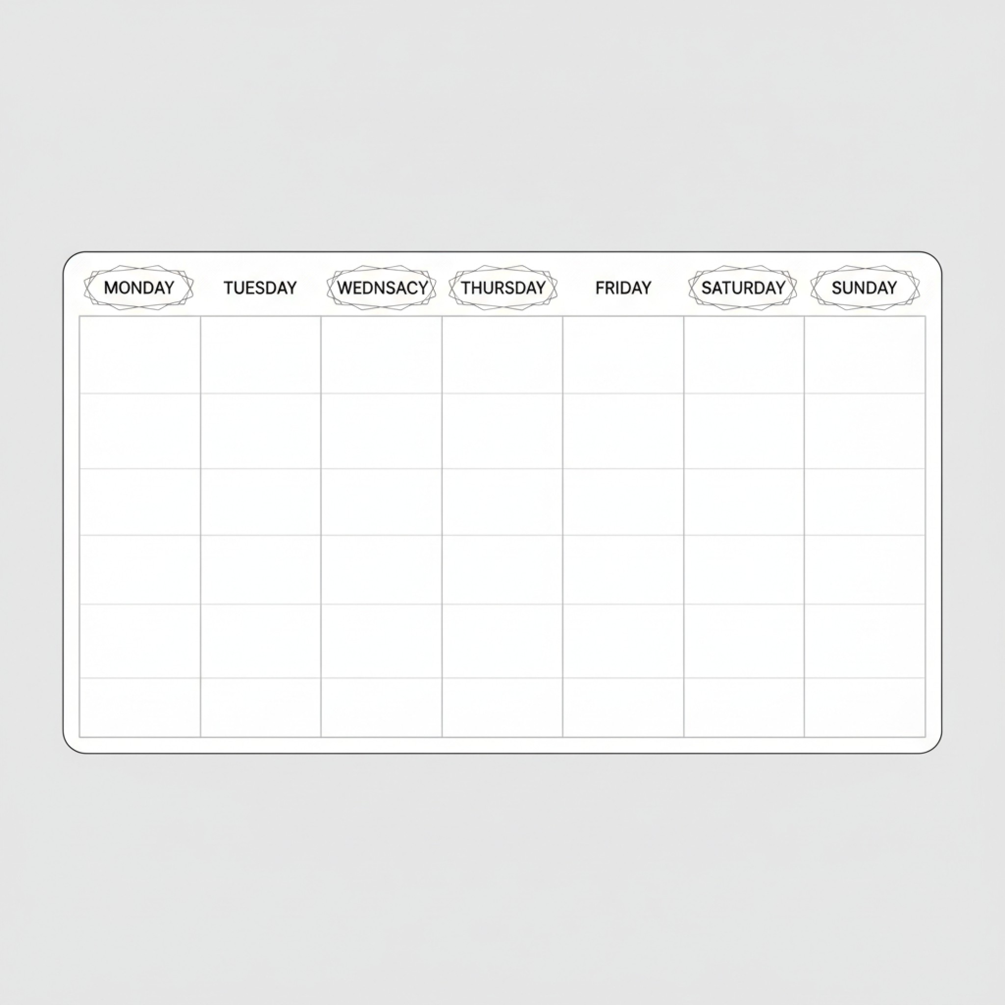 Calendrier de planning hebdomadaire encadré généré avec Fotor
