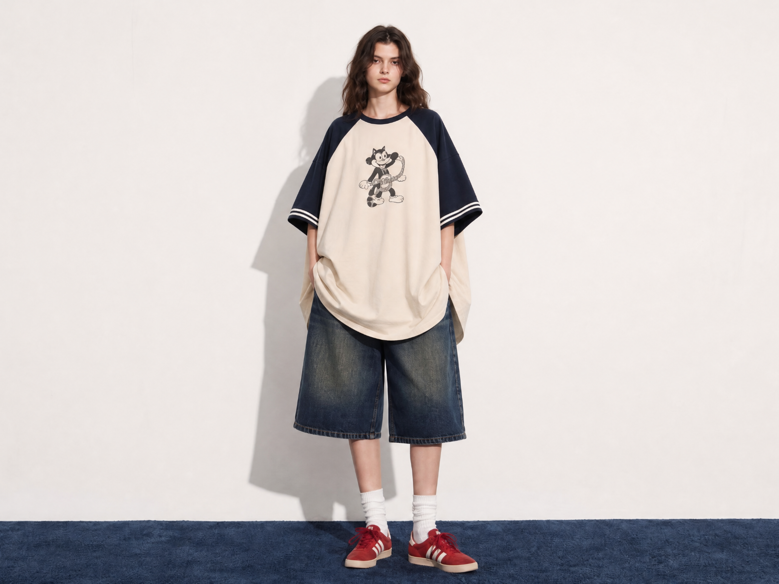 Girl virtual try on clothes in oversize