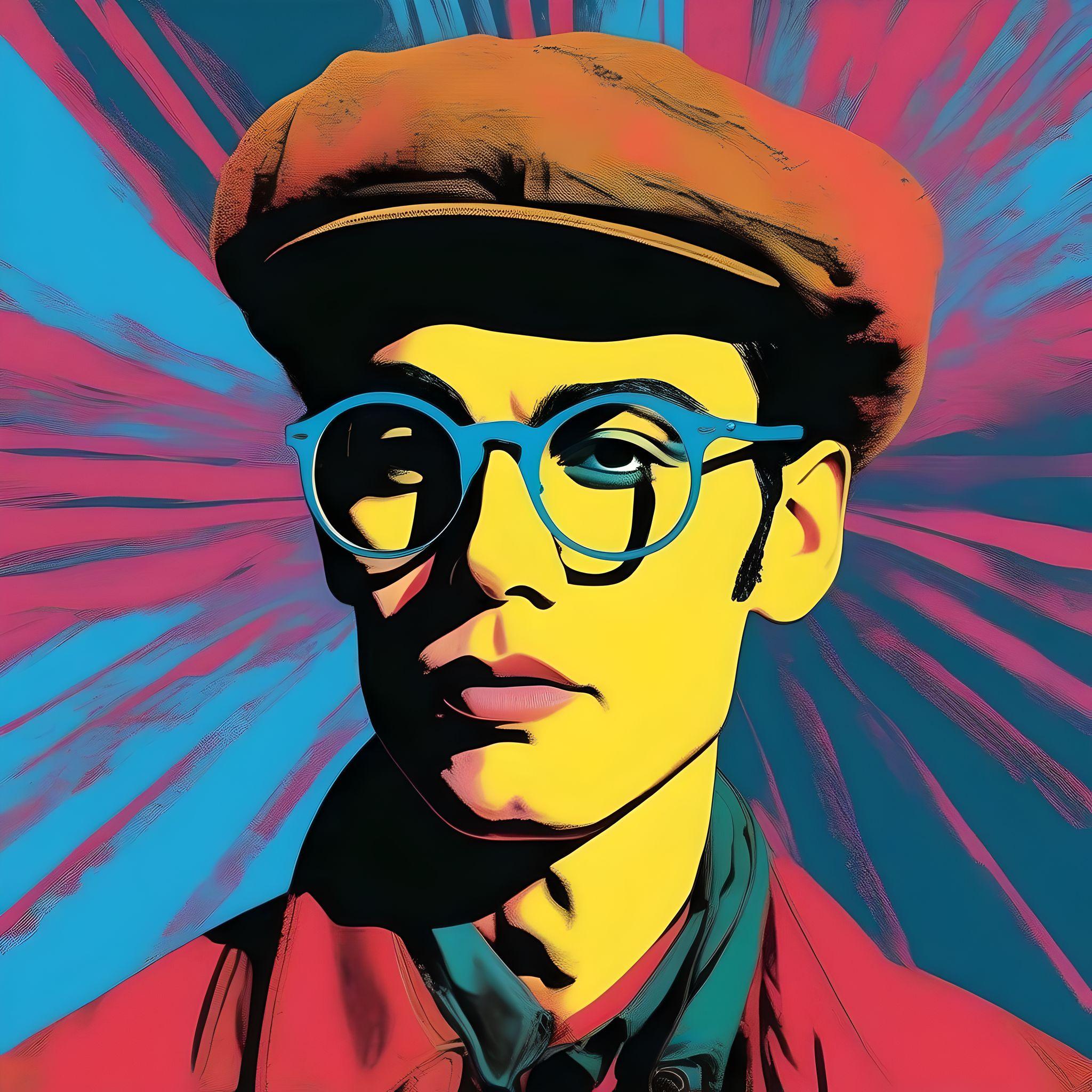 AI generated photo prompt: Man portrait Pop Art in the style of Andy Warhol