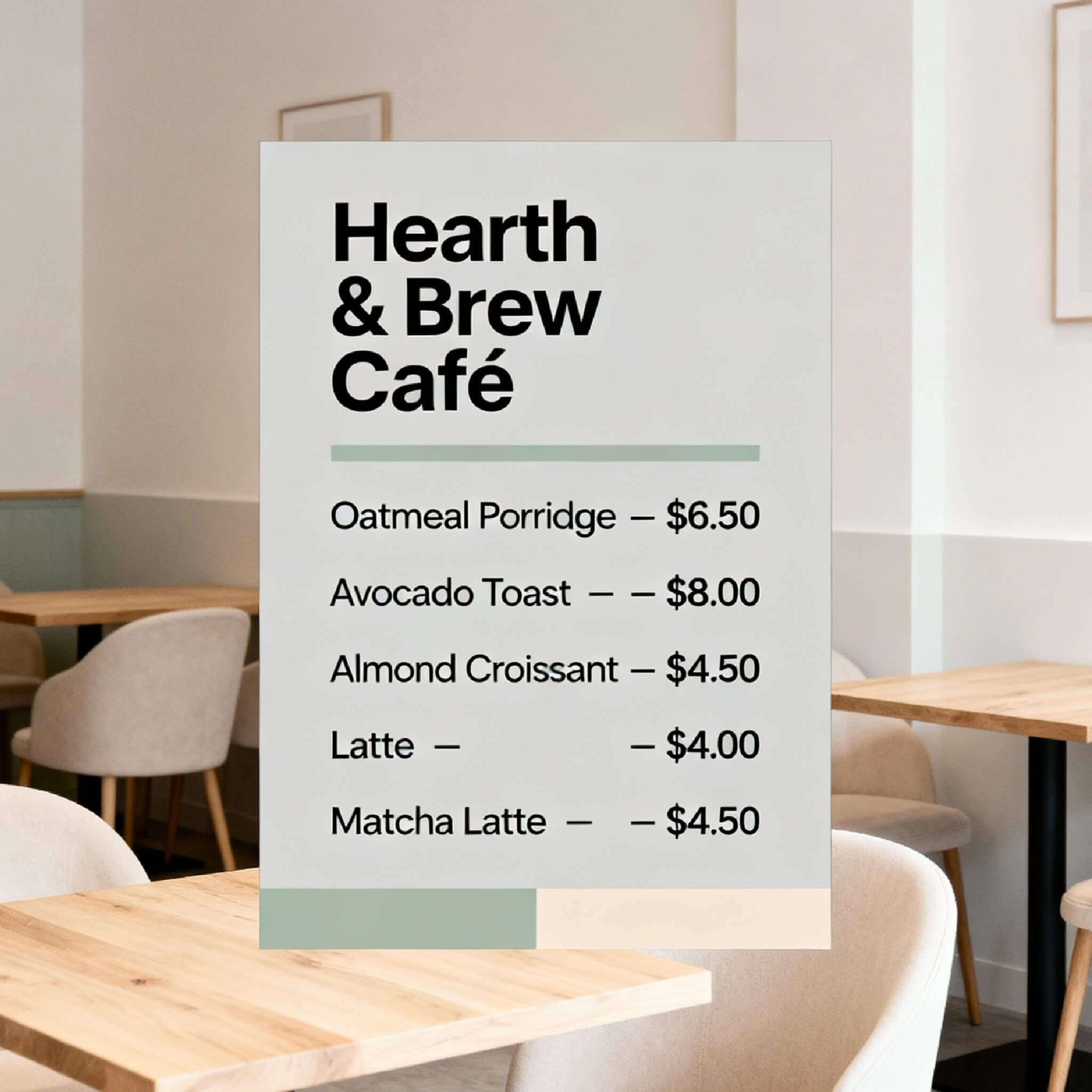 Nordische Café Speisekarte-Vorlage