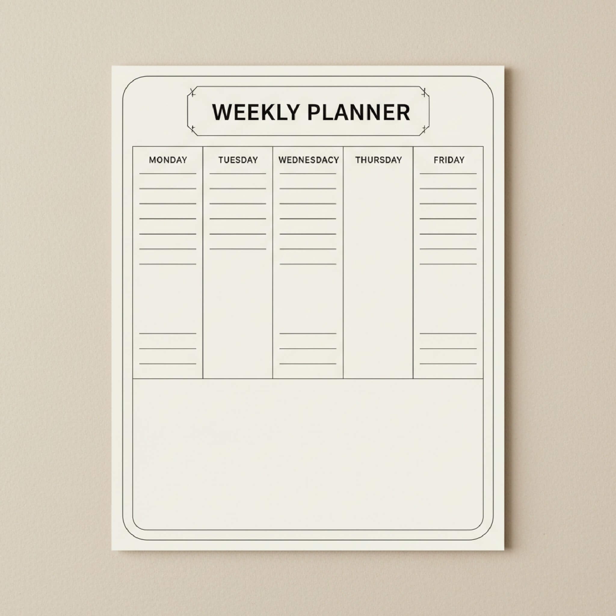 Calendrier planificateur sans date avec cadre doux généré avec Fotor