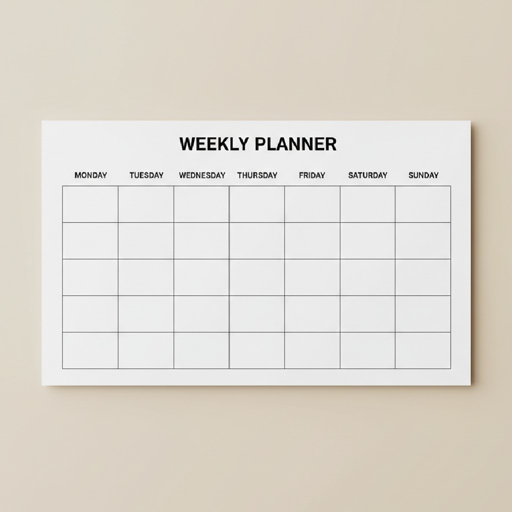 Calendrier hebdomadaire épuré et structuré généré avec Fotor