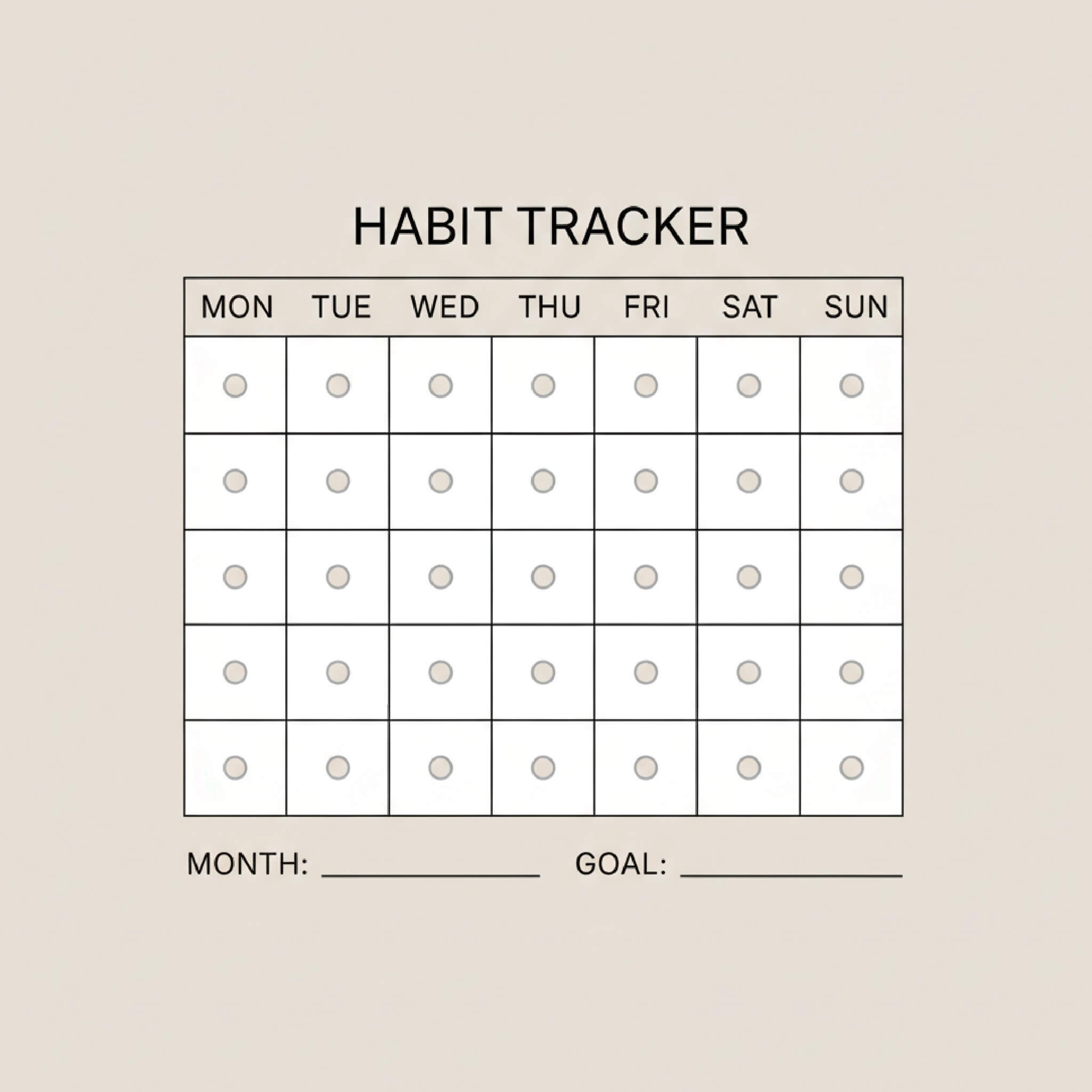Calendrier de suivi d'habitudes à fond uni généré avec Fotor