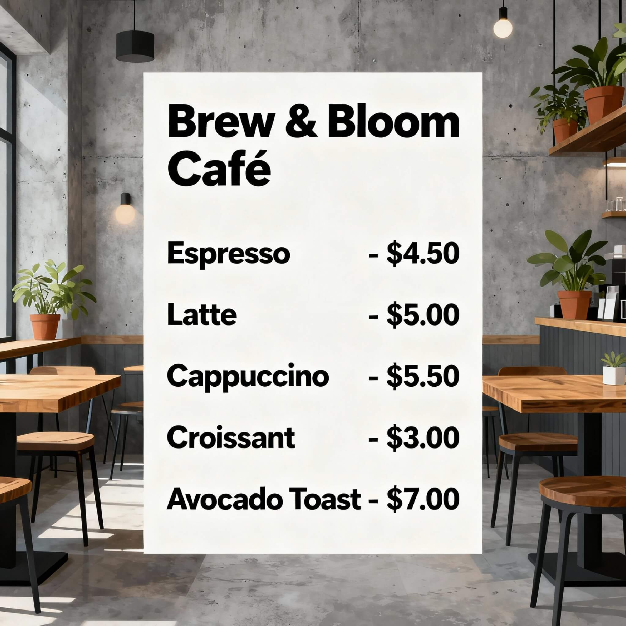 Urban Café Speisekarte-Vorlage