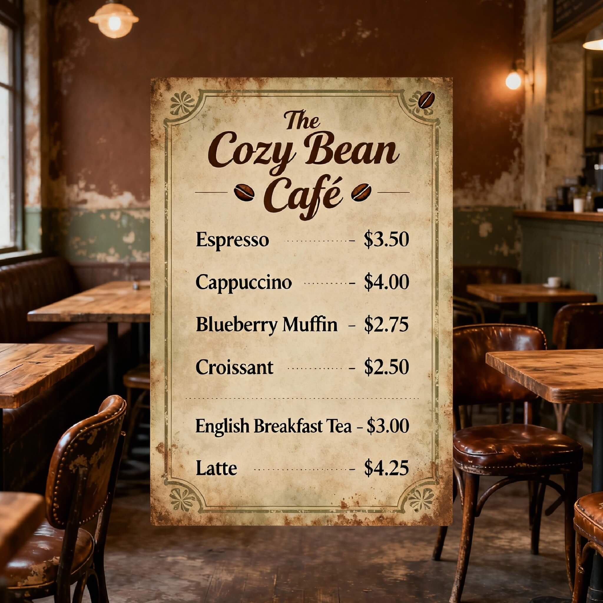 Vintage Café Menü-Vorlage