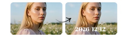 Add date to photo banner image for mobile