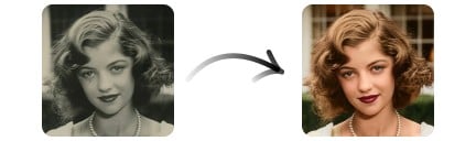 Before and after comparison of a female portrait using Fotor photo colorizer