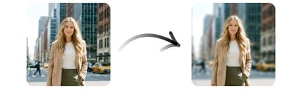 Before and after comparison of blurring background with Fotor