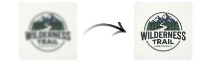 Before and after comparison of using Fotor logo enhancer