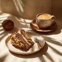 Miniature dun café et dun gâteau
