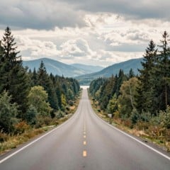 A long road to a mountain thumbnail