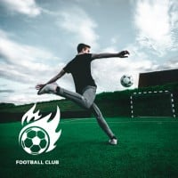 A photo of a male footballer with a club logo stamp thumbnail