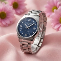 A product thumbnail of a watch against a pink flower background
