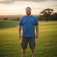 An obese man in a blue t shirt thumbnail