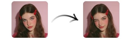 Before and after comparison of changing the female facial expression with Fotor AI