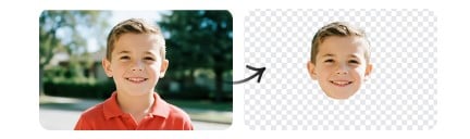 Convert a photo of a little boy into a big head cutout
