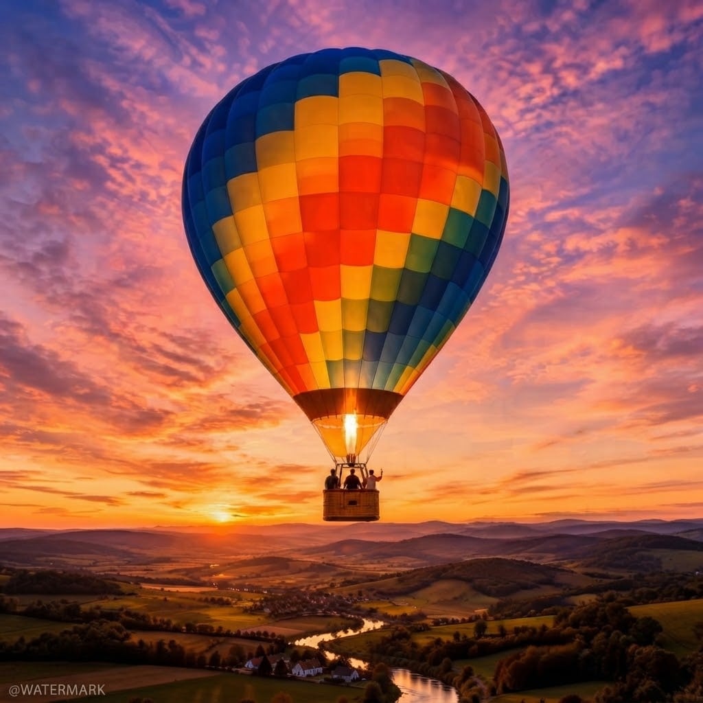 Erste bild des beispielvideo von einem bewegenden heissballon