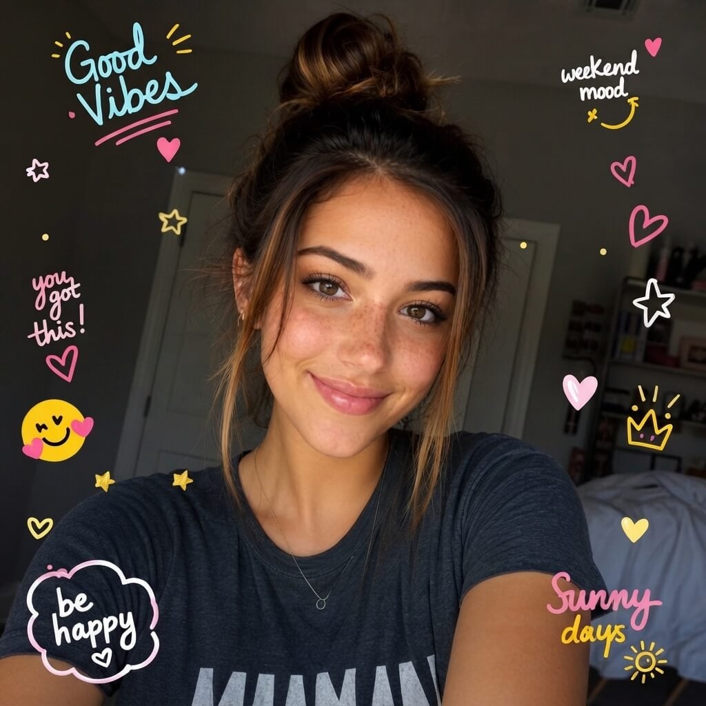 Small sample girl photo with snapchat filters