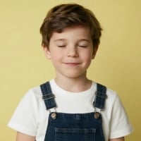 The thumbnail of a boy with closed eyes