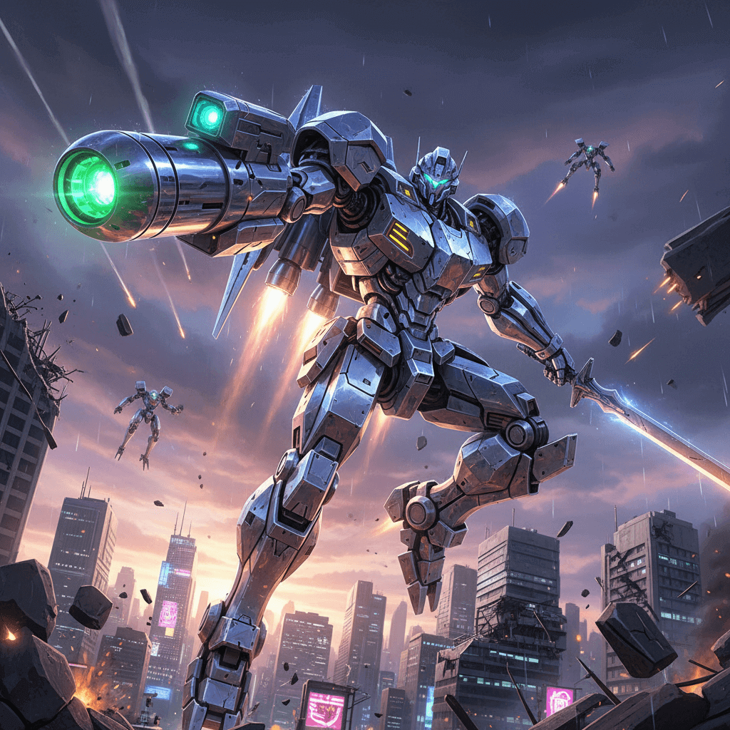 3 D anime mecha scene