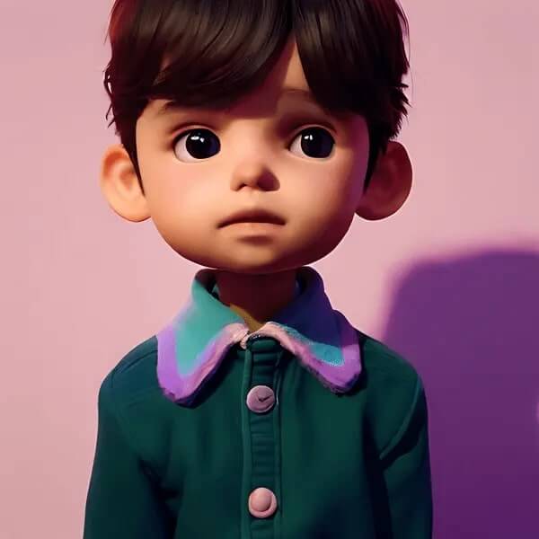 FotorのAI顔ジェネレーターで作られた3Dのかわいい漫画の男の子の顔のポートレート