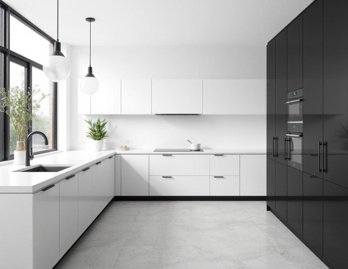 AI Minimalist Kitchen Design
