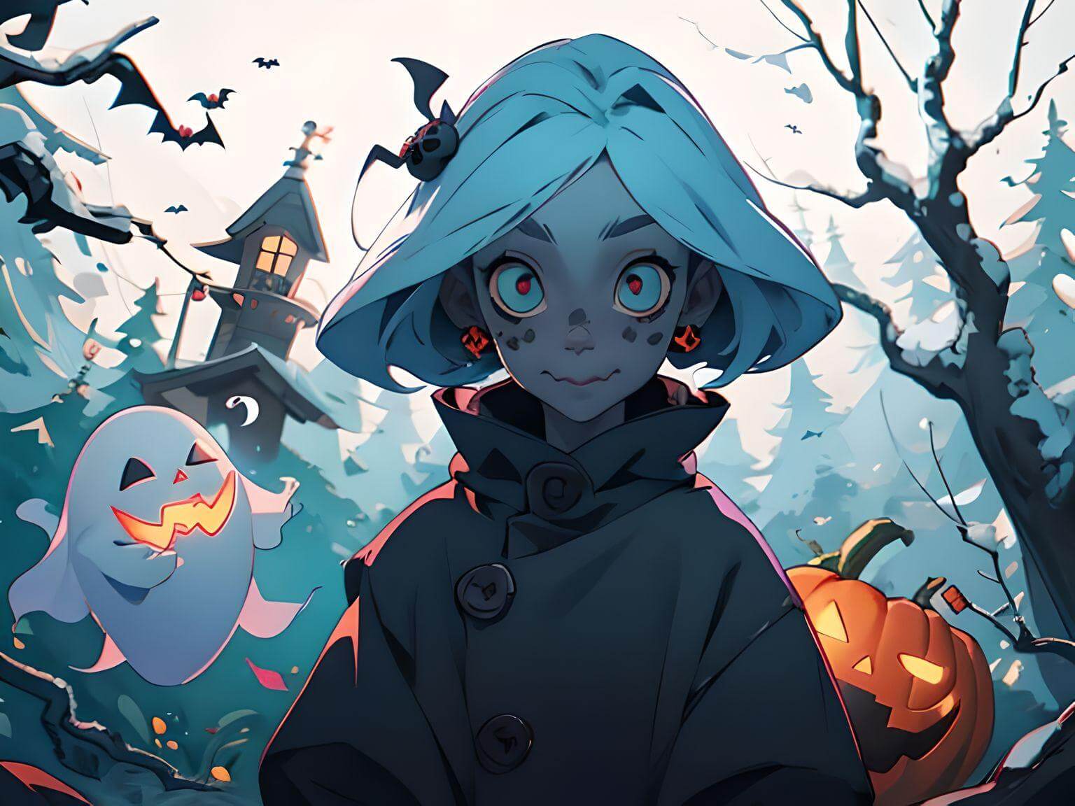 AI generated anime ghost girl image for Halloween
