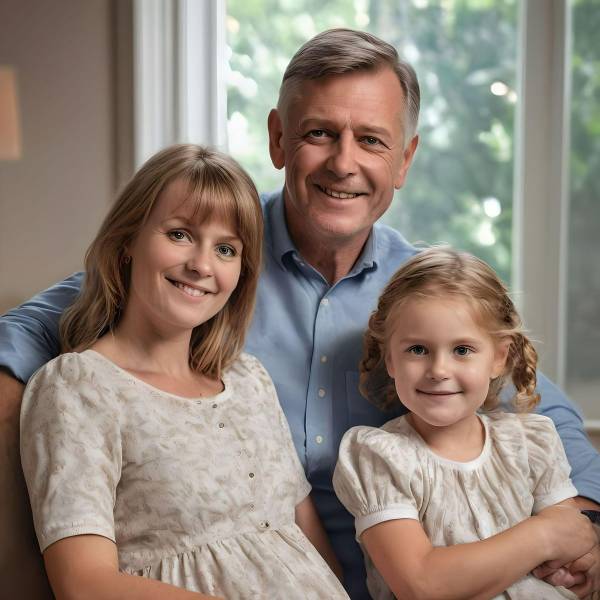 AI generated family portrait of three