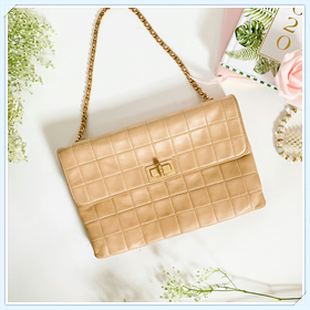 Add a classy frame to a photo of a stylish bag