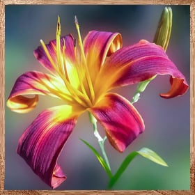 Add a wooden frame to a photo of a pink flower