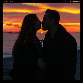 Add film edge frames to a photo of lovers