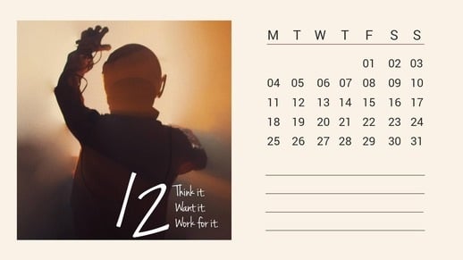 Beige Inspirational Quote Month Calendar Template