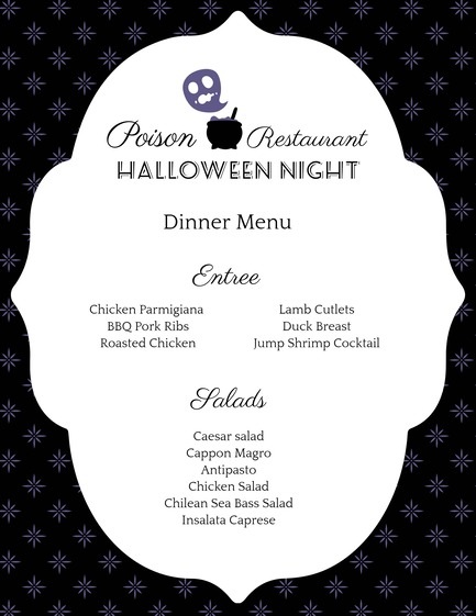 Black And White Halloween Special Menu Template
