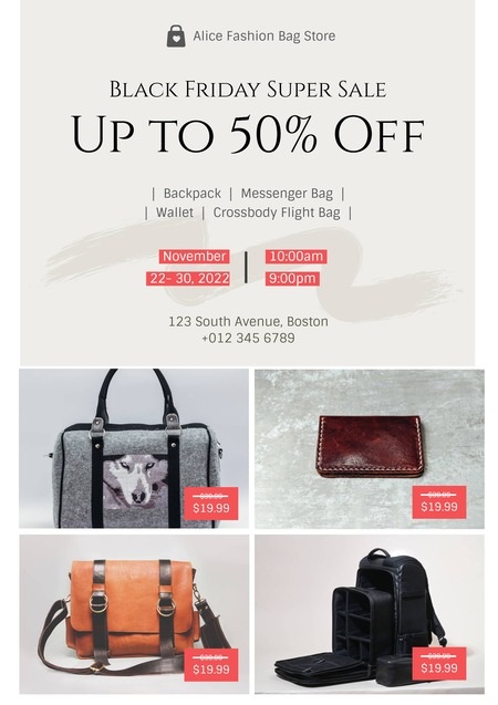 Black Friday Bag Sale Flyer Ad